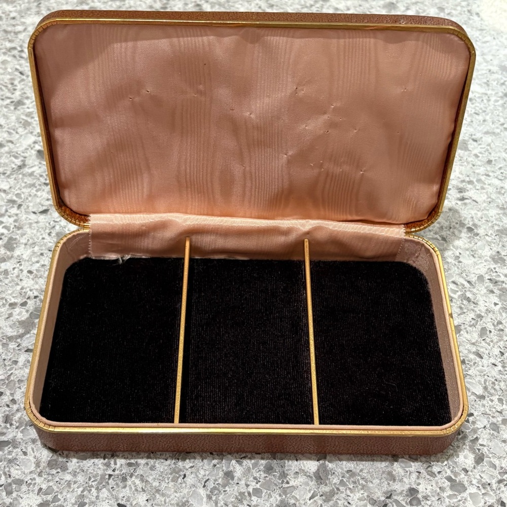 Vintage Farrington 1960’s Genuine Texol  Brown Jewelry Box